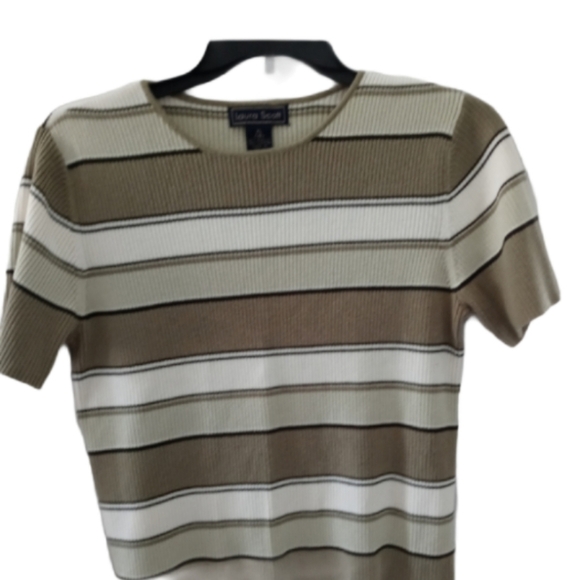 Laura Scott blouse 18 XL tan stripes - Picture 1 of 6